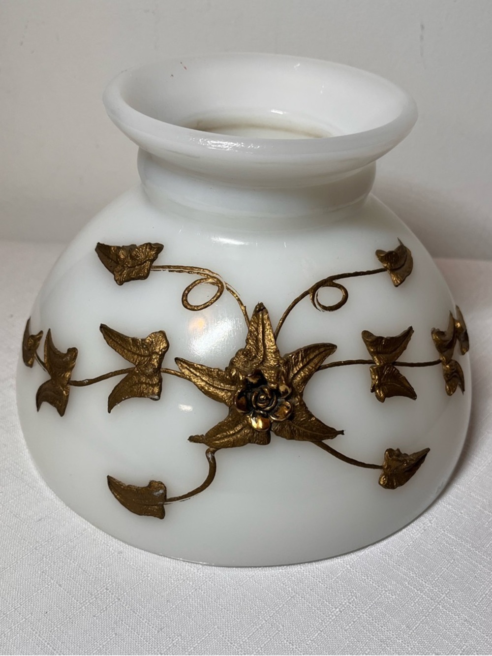 Carl Falkenstein Hollywood Regency Milk Glass Hurricane Lamp Shade MCM Antique